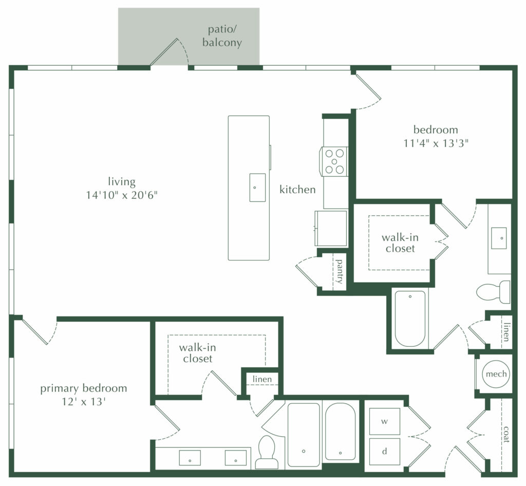 Creative Ideas for Every Room - two-bedroom luxury apartment floor plan